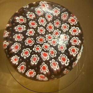 Murano Red and White Floral Glass Art